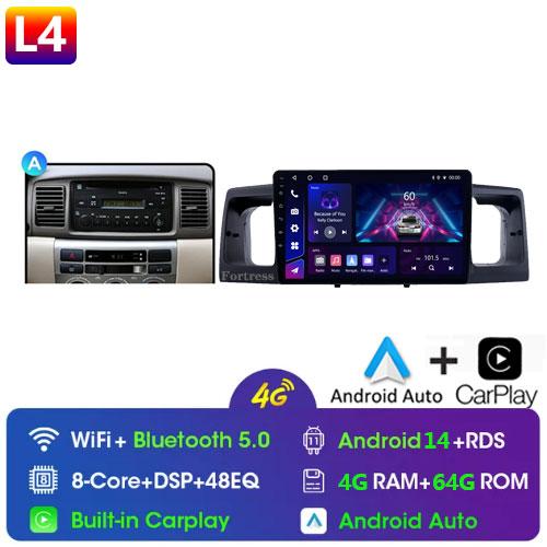 2Din Android14 For Toyota Corolla E120 E130 2000-2004 Car Radio Multimedia Video Player GPS Navigation Carplay Stereo Autoradio