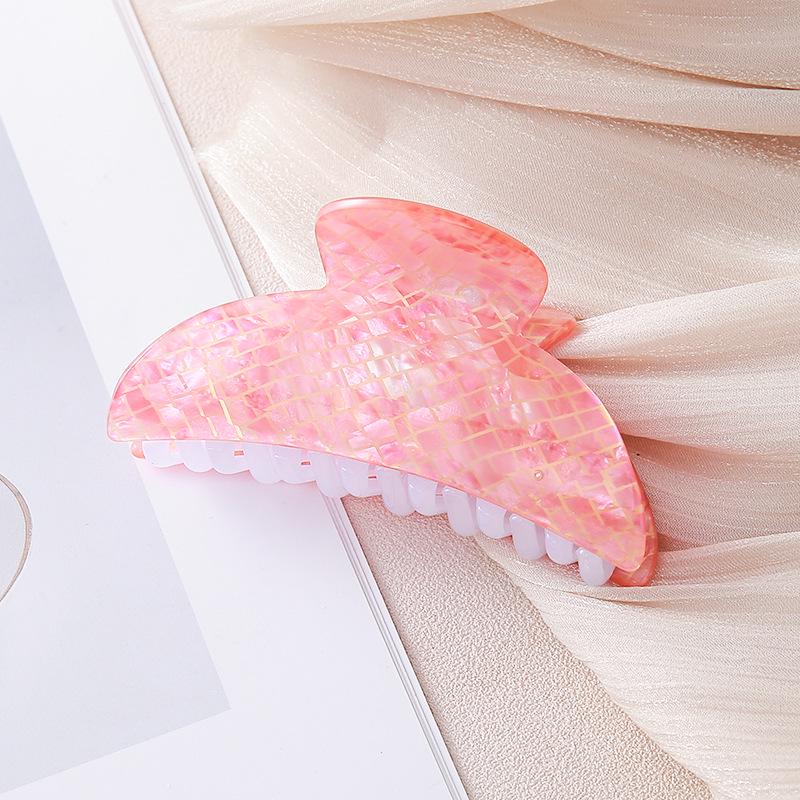 

Iridescent Plaid Mother-of-Pearl Shark Clip: Durable, Elegant, Versatile Hair Accessory for Updos and Daily Use. Yellow розовый
