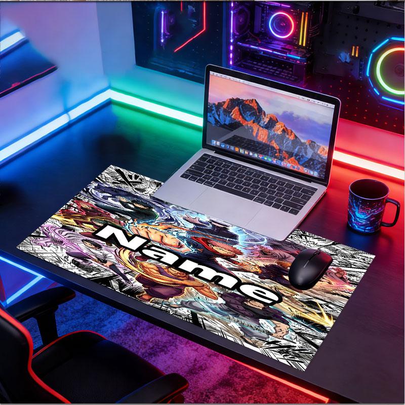 Custom Name Personalized Jujutsu Kaisen Pattern Mousepad, Laptop PC Desk Mat, Decorative Desk Mat for Home Keyboard Pad Gift
