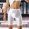 Sexy Vysoce Elastické Jednobarevné Středně Vysoké U Konvexní Posilovací Šortky Pánské Lesklé Ledové Hedvábí Fitness Šortky Denní Nošení