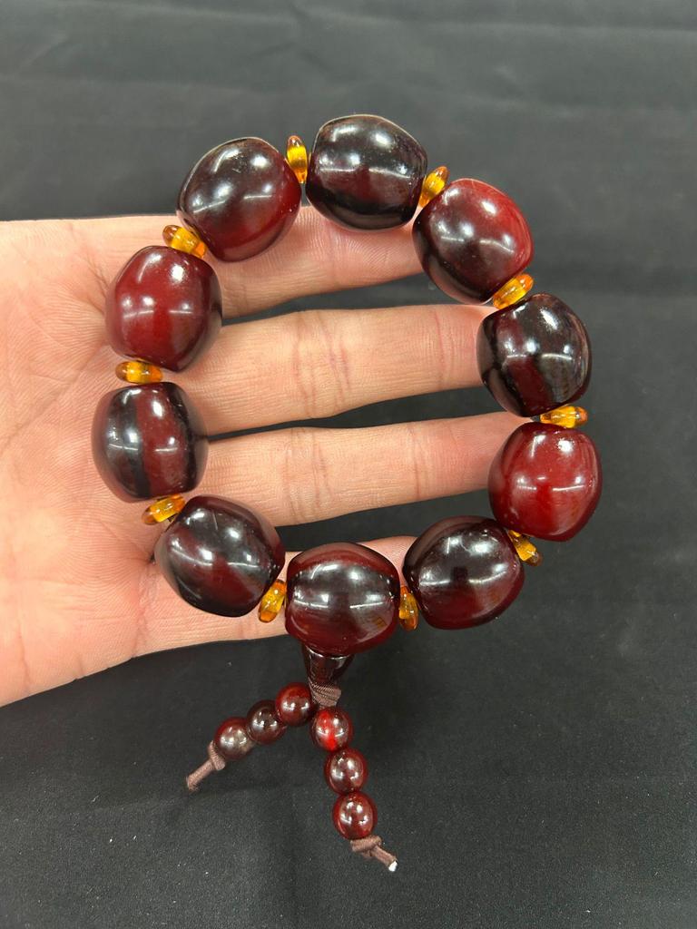 Ox Horn Buddhist Beads Resin Bracelet - Tibetan Yak Inspired Craft