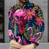 Men Plus Size Long Sleeve Quarter Zip Collared Polo Shirt Teal Printed