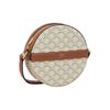 Celine Triomphe Classic Monogram Print Zipper Closure Canvas And Lambskin Round Bag Women Shoulder Bag White 10G342CAM-01TA