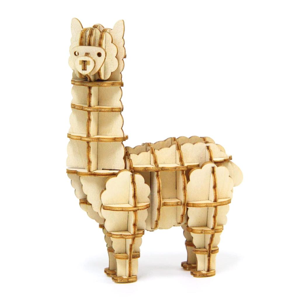 ki-gu-mi Alpaca - A 3D wooden puzzle and DIY craft kit for kids and adults alike - educational toy for boys and girls - a great 3D art piece and a