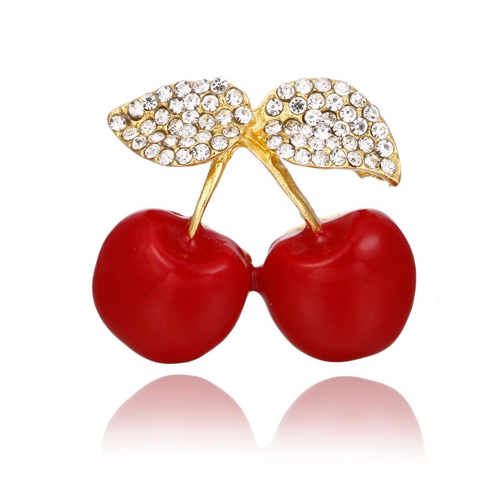 

Japanese & Korean Style Red Cherry Enamel Alloy Brooch for Ladies
