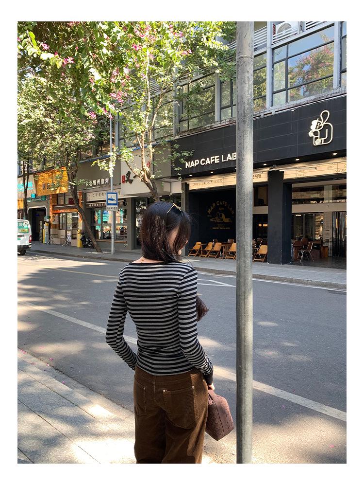 Women's Spicy Girl Slim Fit Striped Long Sleeve Top - New 2026 Style