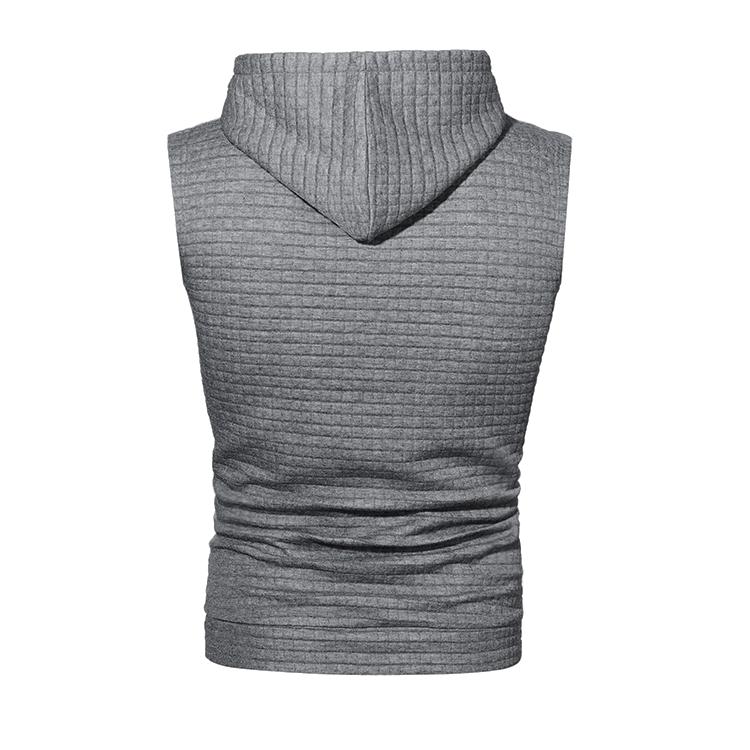 Men's Jacquard Hooded Sweatshirt Sleeveless Solid Color Knitted Hooded Sweatshirt Pullover Vest Men's Clothing