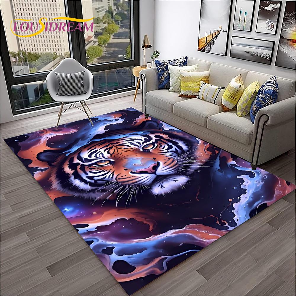 

3D Cartoon Dream Tiger Animal Beast Carpet Rug for Home Living Room Bedroom Sofa Doormat Decor,Child Area Rug Non-slip Floor Mat 40x60cm