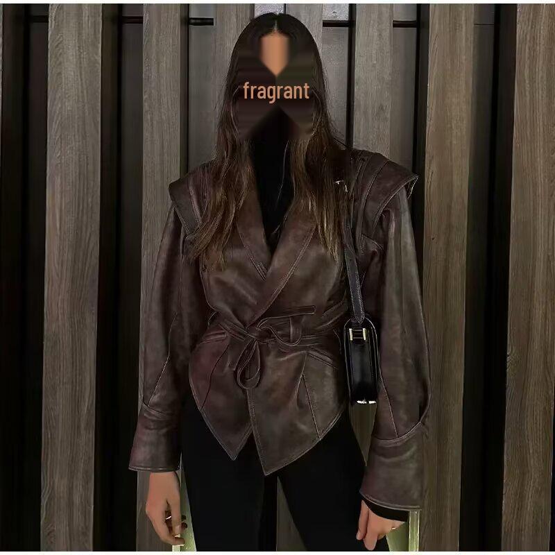 Retro Leather Jacket for Women - European & American Street Style Autumn/Winter Collection