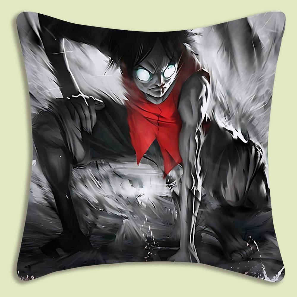 Anime One Pieces L-Luffy Pillow Covers Cartoon Sofa Decorative Home Double-Sided Printing Short Plush Cute Cushion Cover