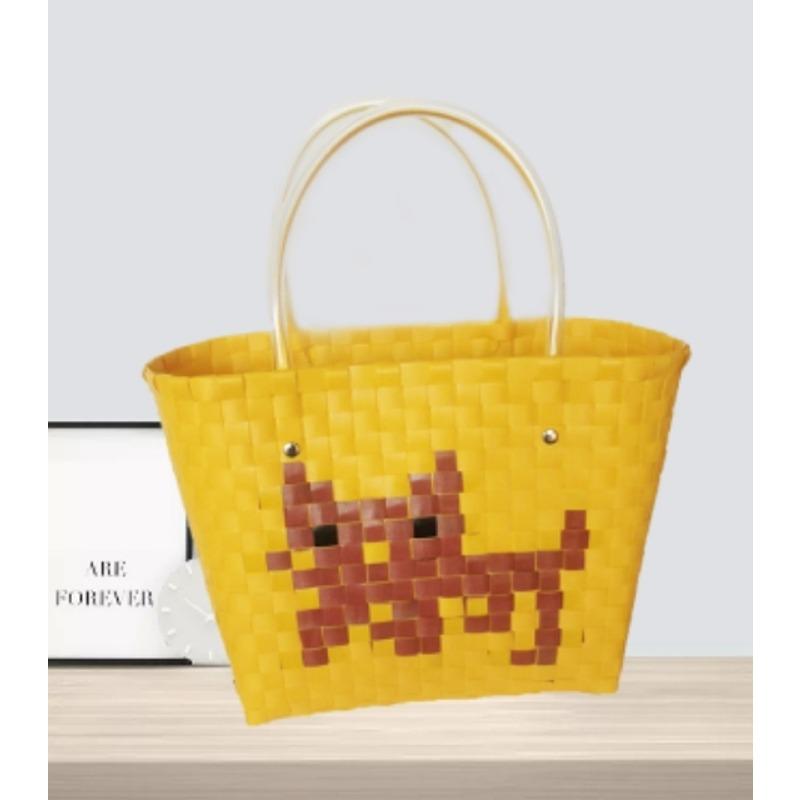 

Handmade Woven Basket Bag - Animal Cartoon Tote for Women Stylish Eco-Friendly Beach Tote with Adjustable Strap Lightweight 25x15x22cm жёлтый