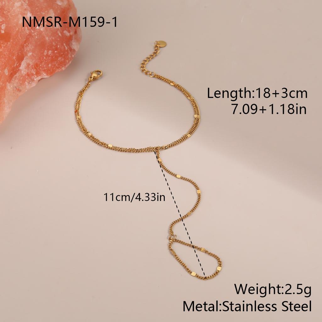 Fine Women Zircon Hand Chain Finger Body Jewelry 18K Gold Plated Stainless Steel Bracelets With Chain Ring
