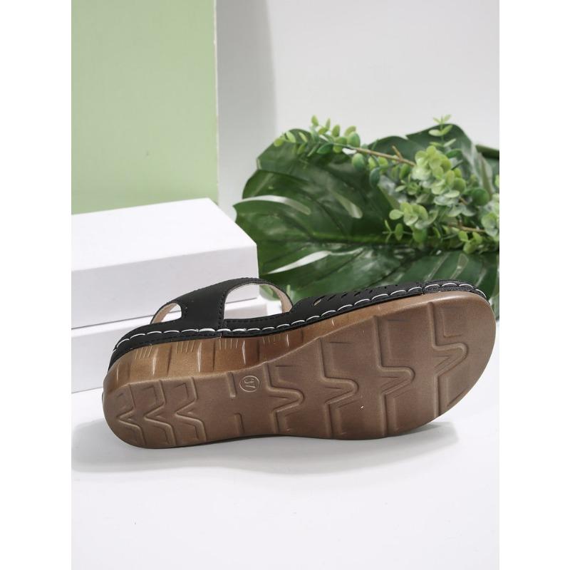 Damen Übergröße Plateau Cut-Out Sport Sandalen Sommer Europäisch Amerikanischer Stil Klettverschluss Lässige Slipper