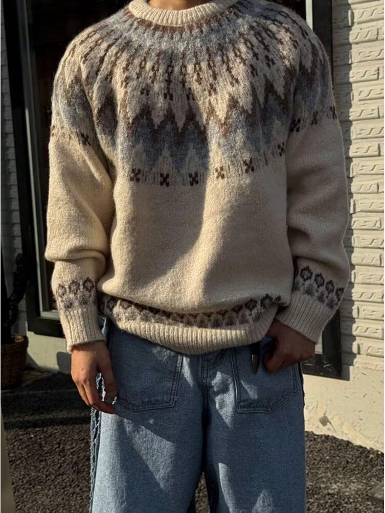 Men’s Soft Knit Fair Isle Sweater - Autumn/Winter 2025 Collection: Casual, Versatile, and Perfect for the Christmas Season