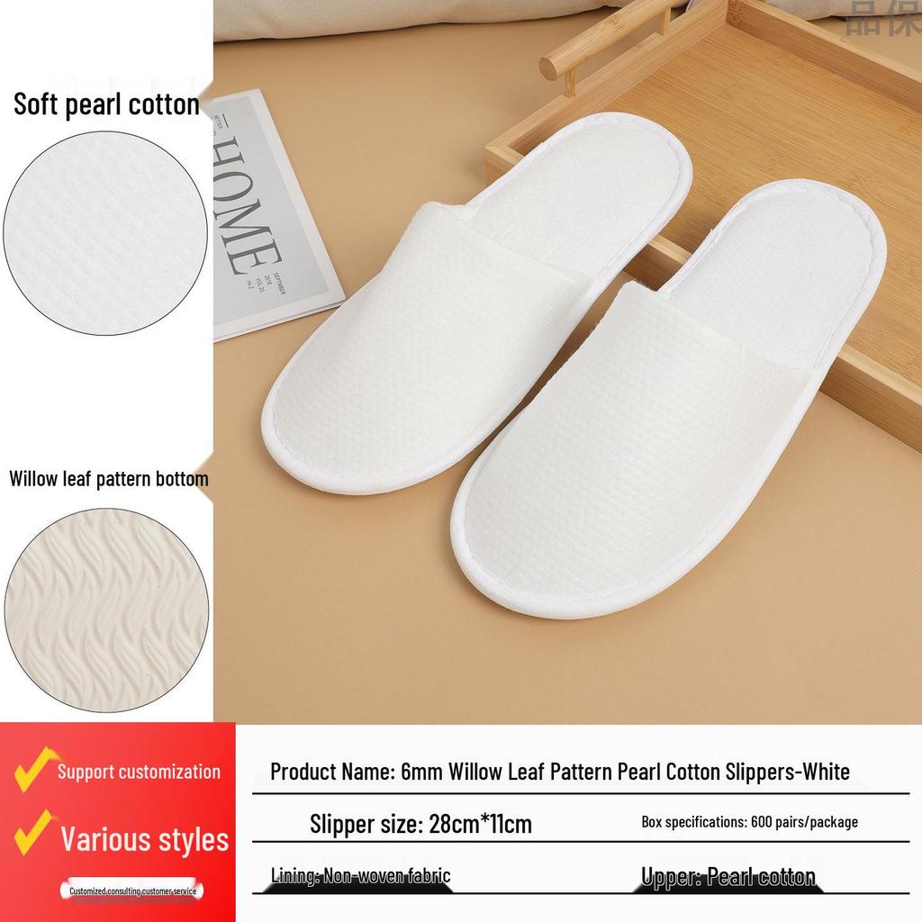 Luxusní pratelné protiskluzové pantofle z perlové bavlny pro hotelové a domácí hosty