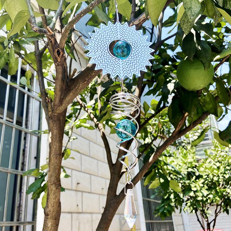 DIY 3D Metal Wind Spinner Dynamic Wind Chime Hanging Garden Decor