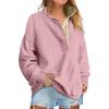 Women European Style Casual Loose Button V Neck Long Sleeve Pullover Sweatshirt