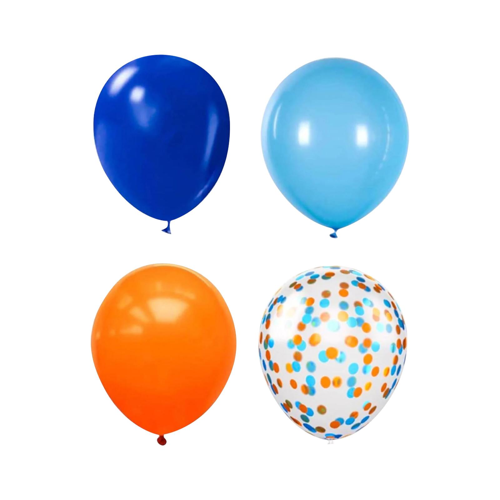 

12-дюймовые латексные шары с конфетти оранжевого и синего цвета для крещения ребенка, выпускного, дня рождения, оранжево-синее украшение для вечеринки, упаковка 50 шт. One Size