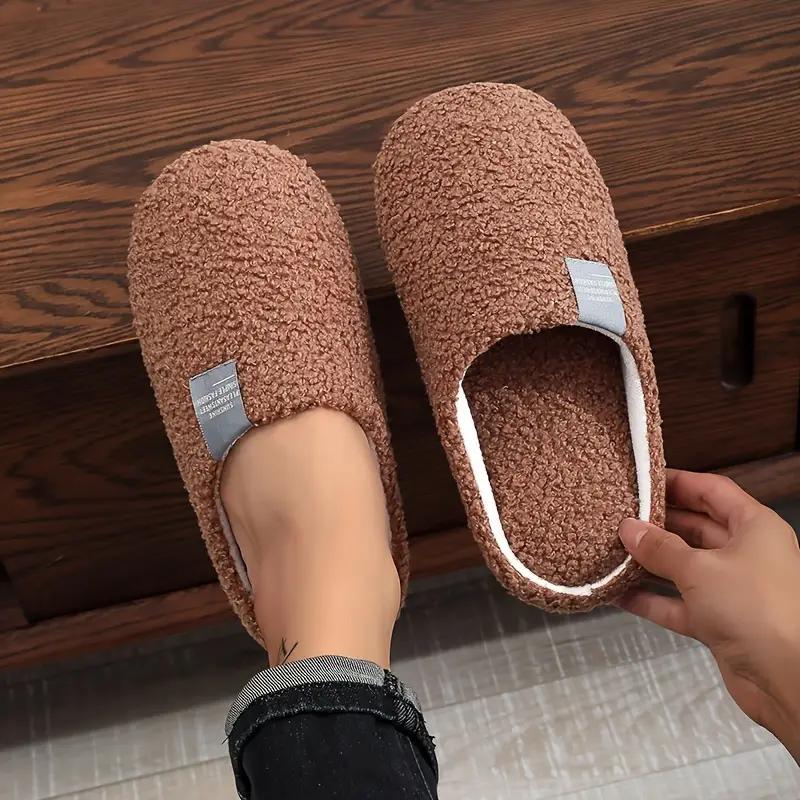 

Новые плюшевые мягкие домашние тапочки с бесшумной подошвой для пар, подходящие для домашнего использования, женские тапочки 38-39 коричневый