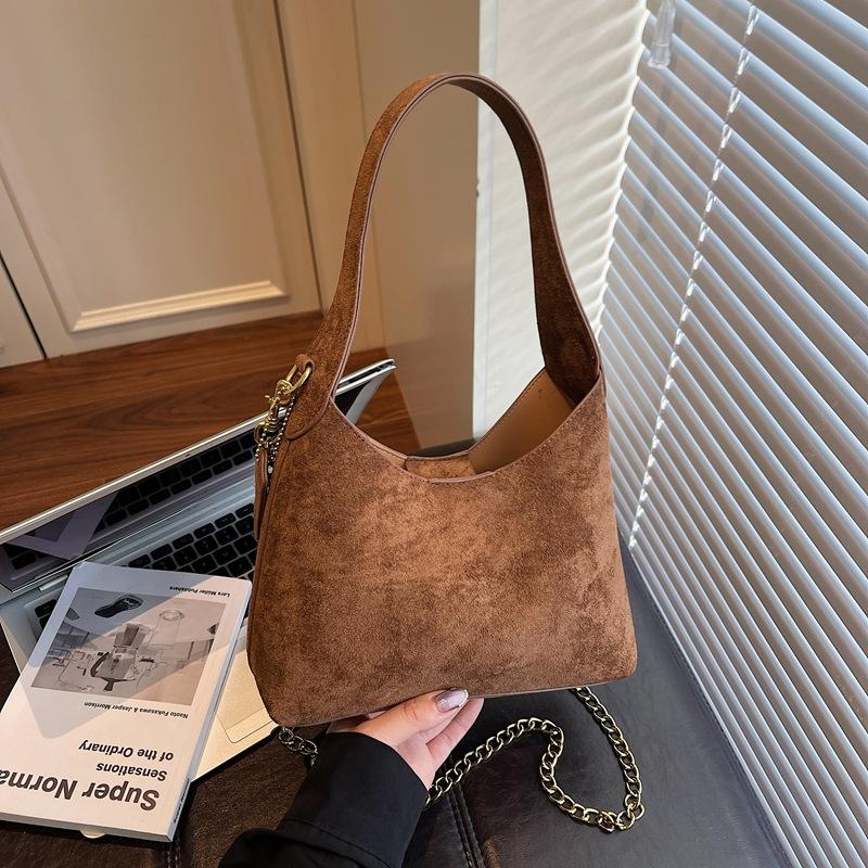 Suede bag women's autumn and winter niche chain messenger bag portable retro dumpling bag
