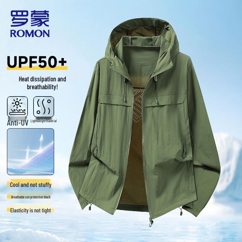 

ROMON Men s UPF50+ Hooded Sun Protection Jacket L