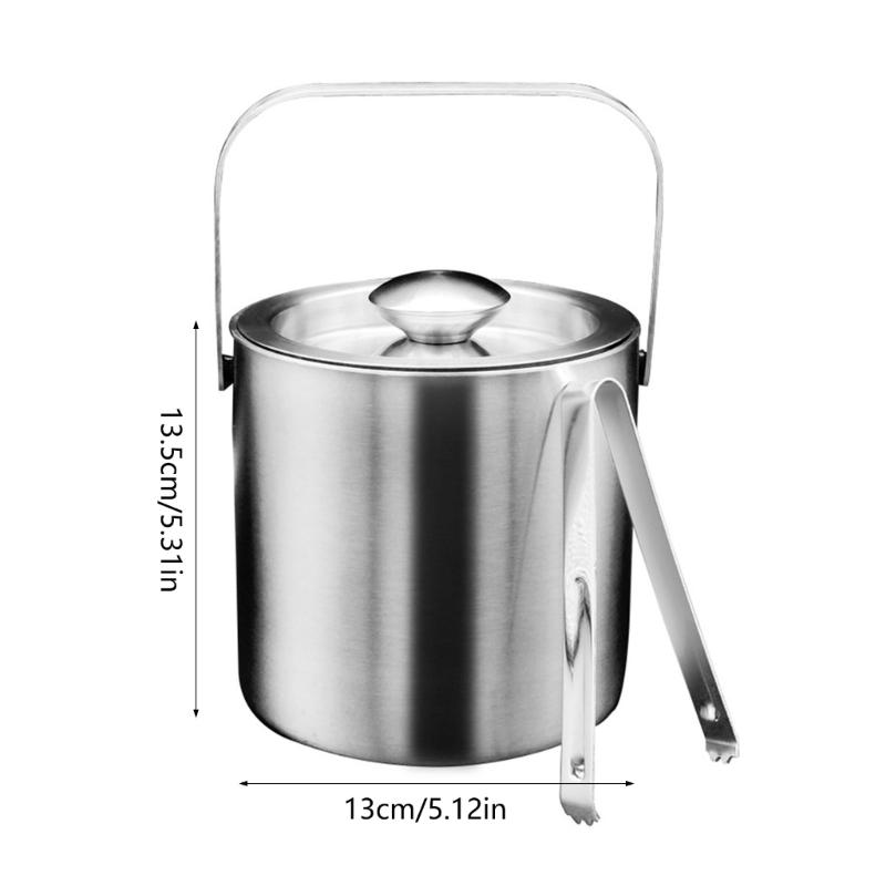 Double Layer Ice Bucket Set with Lid and Tongs Multifunctioanl Ice Bucket and Tongs Set Practical Ice Caddies with Cover