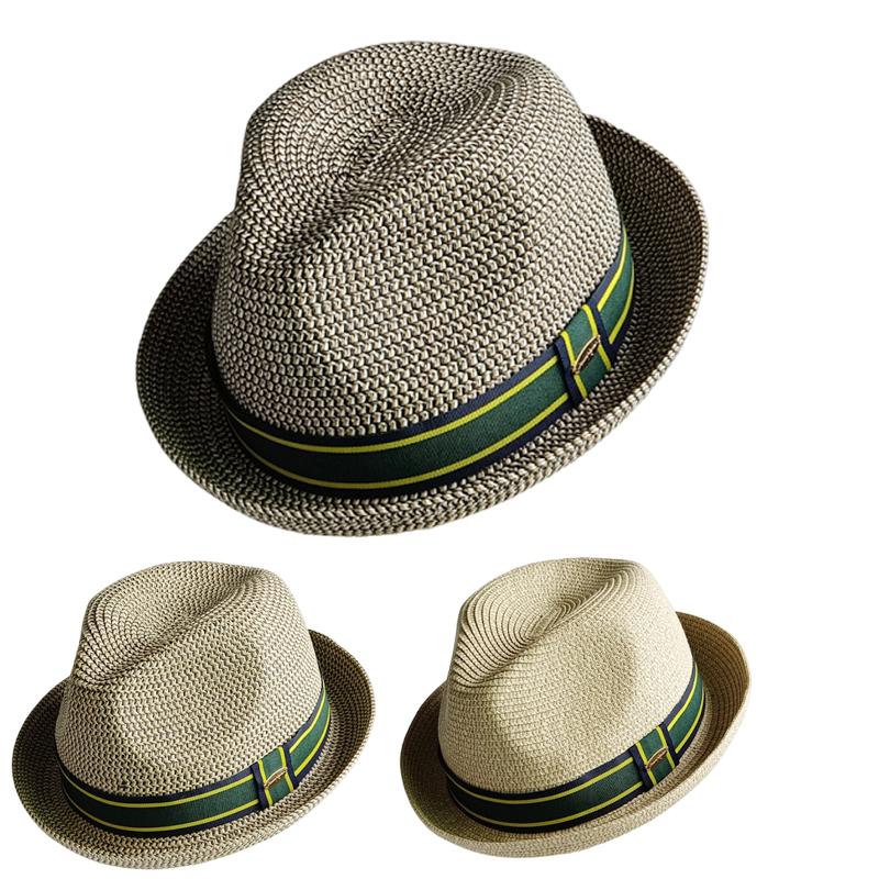 Yiran Dayang Hat Men's 57.5Cm Straw Hat Vintage British Trilby Straw Fedora Breathable Beach Sun Hat Handwoven Straw Panama Hat Cuban Travel Cap 57.5Cm