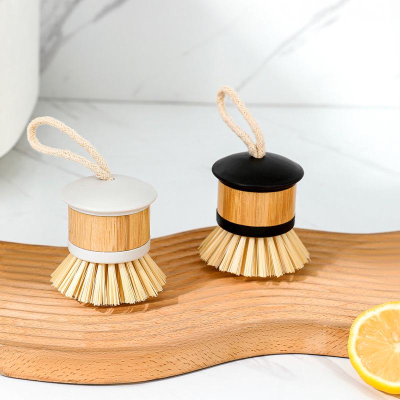 Multi-functional Bamboo Dishwashing & Pot Cleaning Brush with Short & Long Handles for Non-scratch Kitchen, Fruit, and Vegetable Cleaning