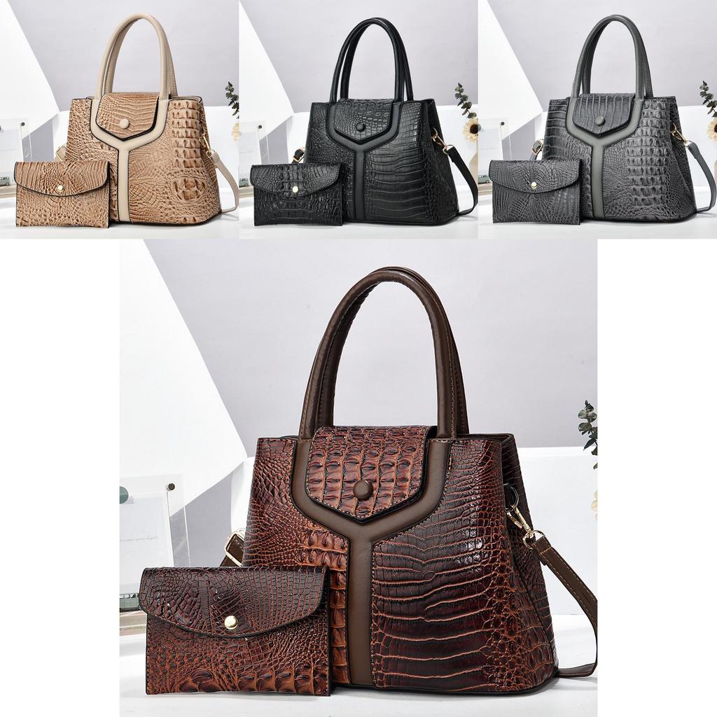 Borsa Tote Moda Transfrontaliera da Donna con Fantasia Coccodrillo ad Ampia Capacità per Uso Quotidiano
