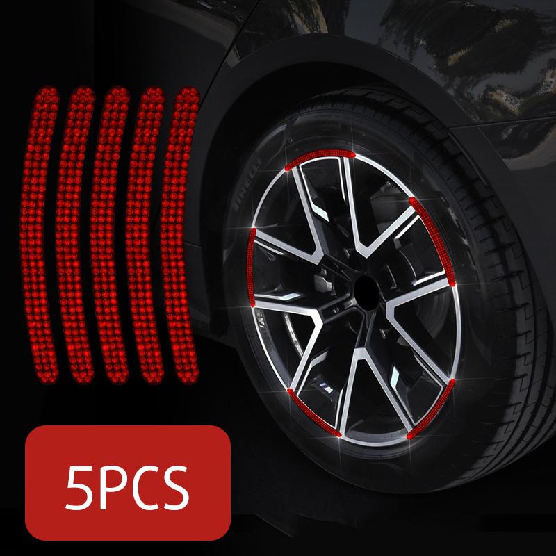 5 szt. Naklejka odblaskowa na felgę opony samochodowej z diamentami, Pasek ostrzegawczy bezpieczeństwa nocnego, Motocykl, Rower, Auto, Dekoracja, Naklejki na piastę koła