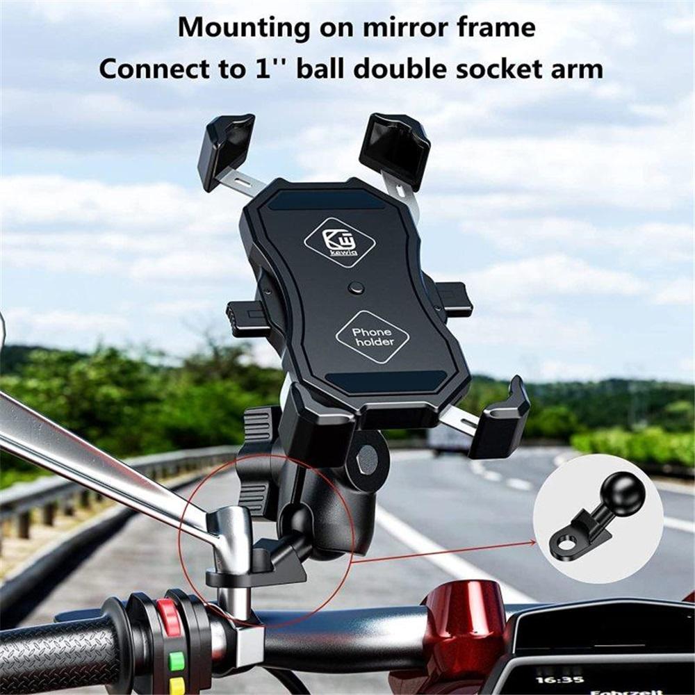 Aluminum Alloy 1" Ball Mount Base - RAM Mount Compatible, 10mm Hole Angled Bolt Head Adapter For Motorcycle Mirror Frame Mounting