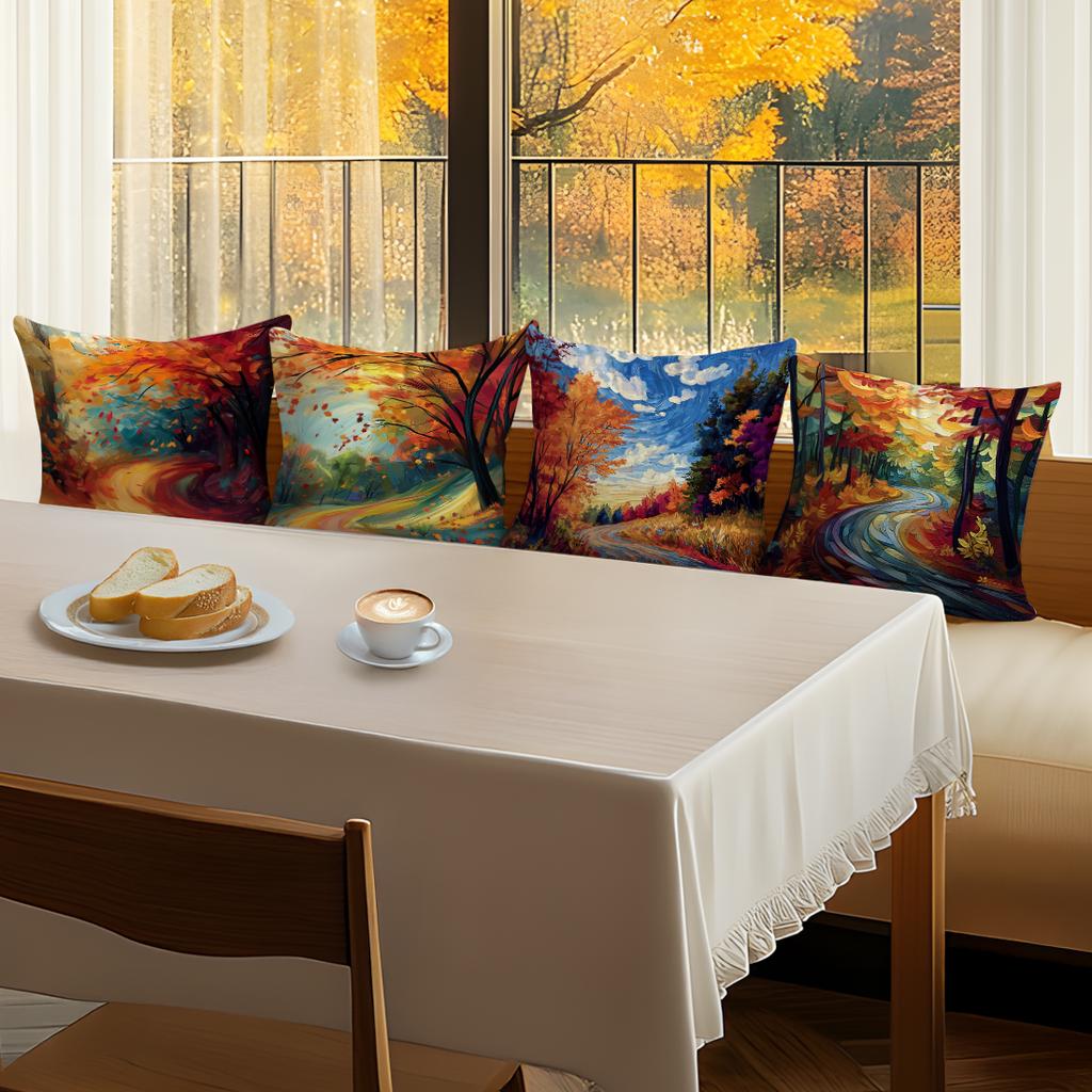 Herfst Abstract Schilderij Kussensloop Bedrukt Polyester 45x45cm Sierkussenhoes Decoratief Bankkussen Kussenhoes Woondecoratie