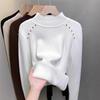 Autumn and Winter Warm Fleece Thickened Integrated Fleece Sweater Women's Bottoming Shirt New Semi-turtleneck with Knitted Top