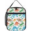 Dacawin Colorful Rainbow Dinosaur Lunch Bag Insulated Reusable Cooler Lunch Box Thermal Tote Handbag for Kids Boys Work Picnic