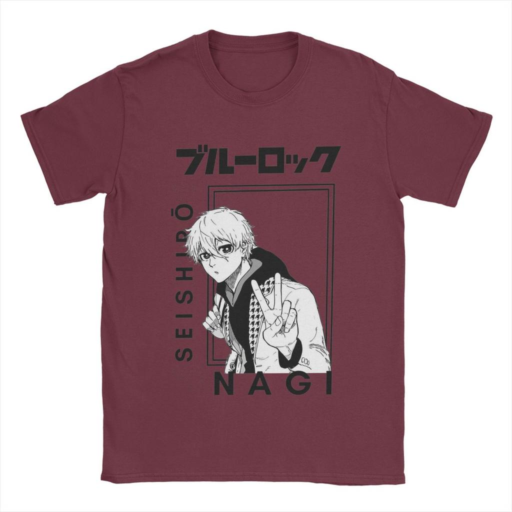 Novelty Nagi Seishiro Blue Lock T-Shirts for Men Round Collar Pure Cotton T Shirts Short Sleeve Tee Shirt Unique Tops