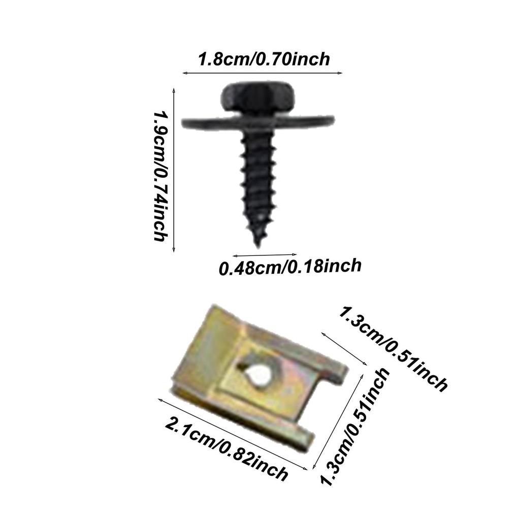 Automotive U Clips and Screws Assortment Kit, Car U Clip Assortment Kit with Screws,