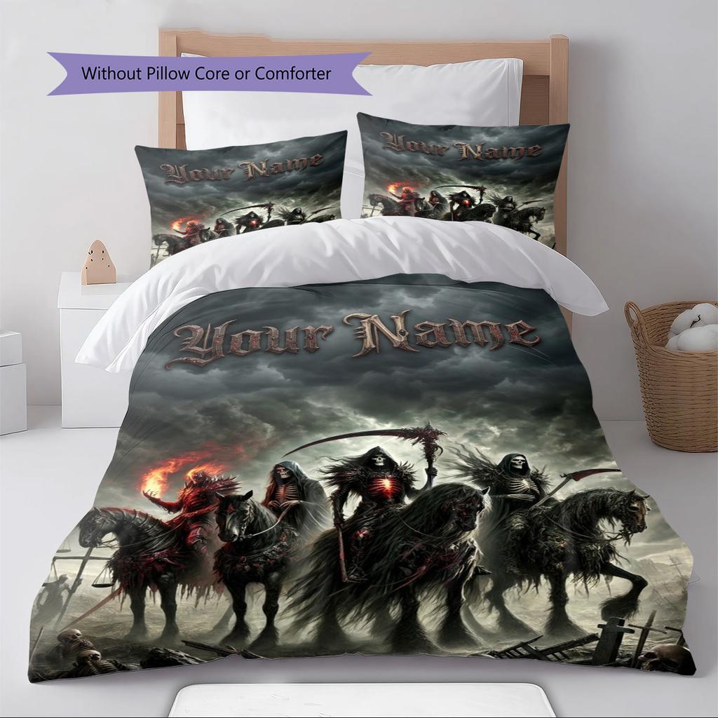 Name Custom Reaper Pattern Bedding Set Quilt Cover Pillowcase Home Decor Gift (1 * duvet cover + 2 * pillowcase, without core)