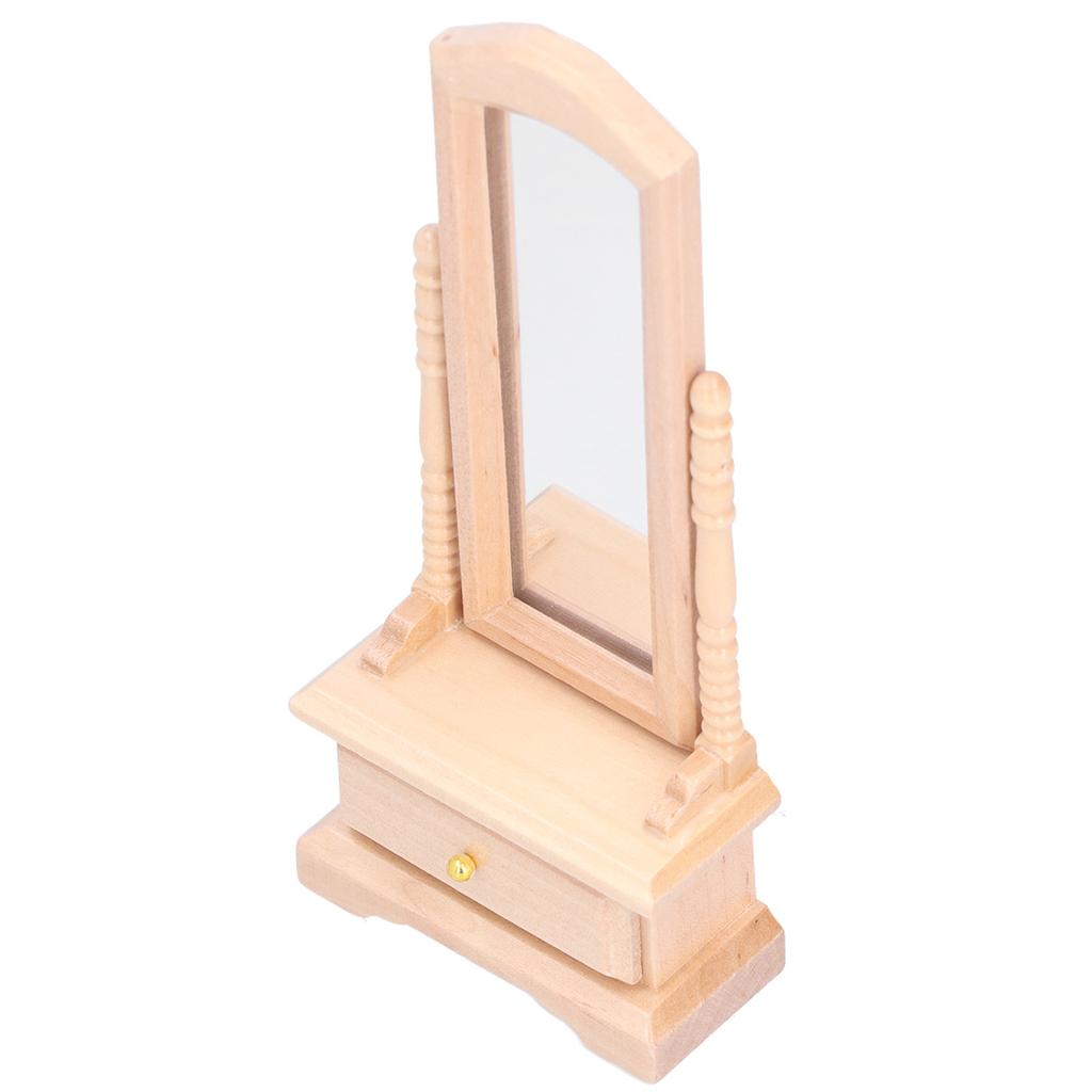 1:12 Puppenhaus Schminkspiegel mit Schublade Miniaturmöbel Dekorationszubehör Burlywood