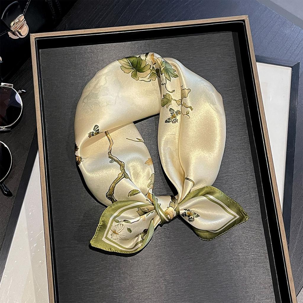 Brand 100% Silk Scarf Women Neck Hair Foulard Square Hijab Print Scarves Bandana New Wrap Kerchief High Quality Headband Shawls