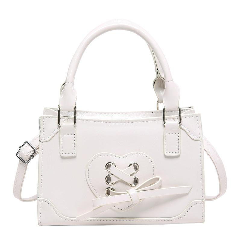 Chic Love Heart Handheld Small Square Bag For Women In Elegant Black White And Red For Fall Winter