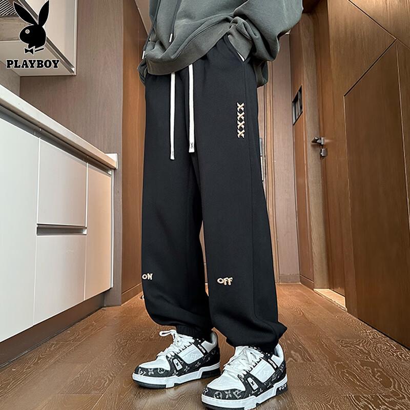 

PLAYBOY Men s Autumn Winter Loose Fit Drawstring Jogger Pants 3XL