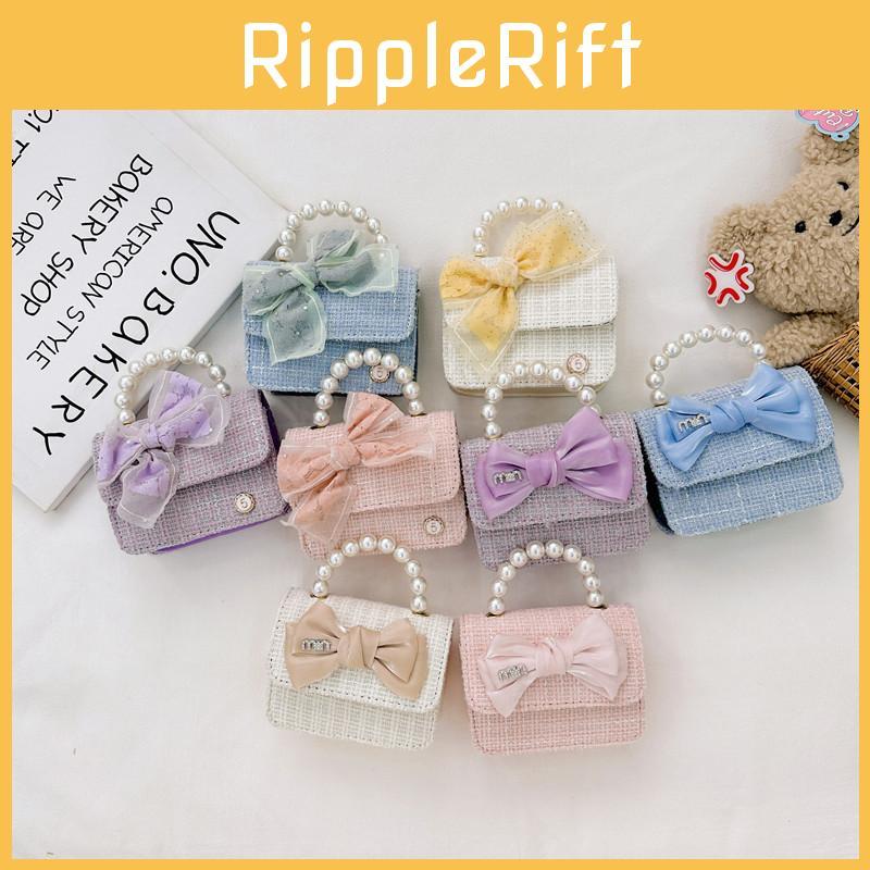 Stylish Children's Handbag With Pearl Detail And Cute Bow For Little Girls