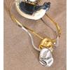 Eetit 2026 Stainless Steel Metal Hammer Geometric Pendant Necklace Distinctive Snake Chain Women Waterproof Jewelry High Quality
