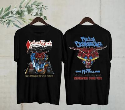 Maglietta del tour Defenders of The Faith dei Judas Priest del 1984 a doppia faccia