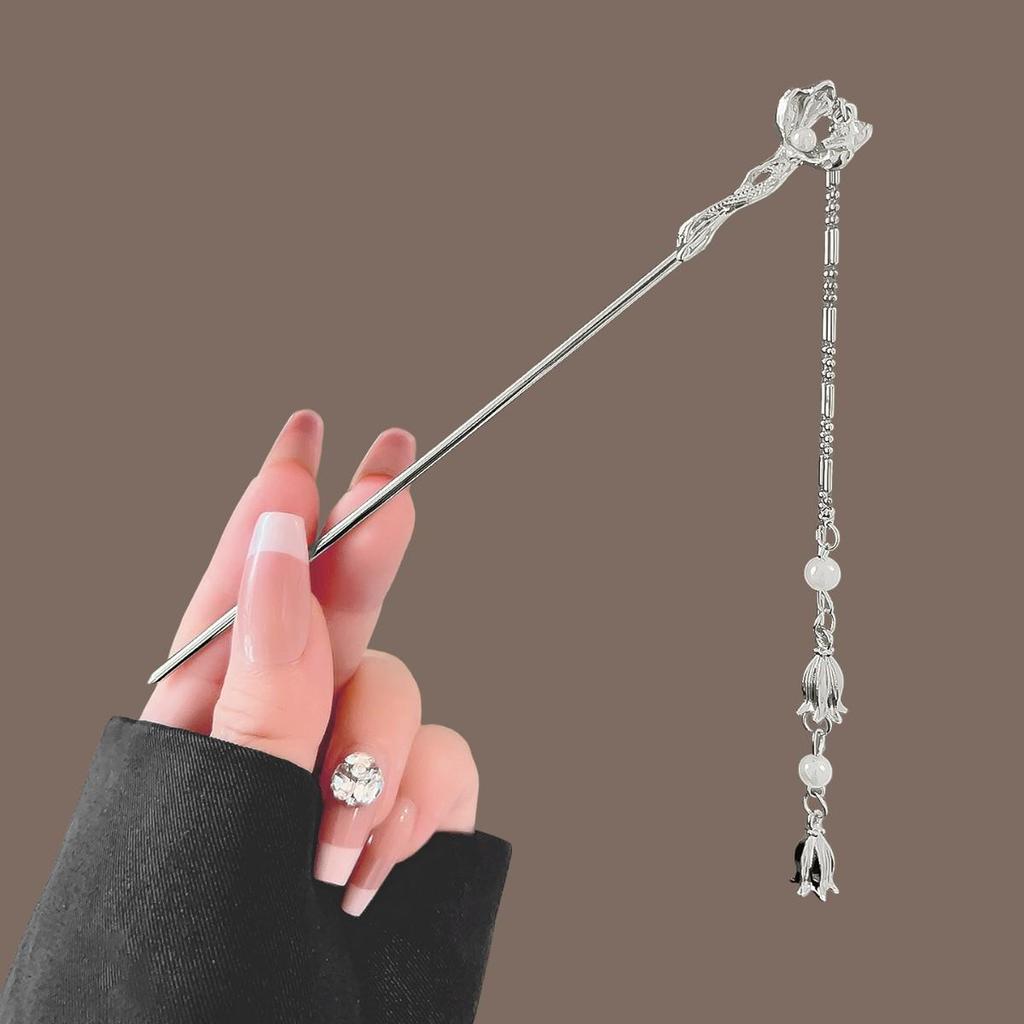 Elegant Ancient-Style Flower Hairpin - Modern High-End Chinese Hanfu Hair Accessory.