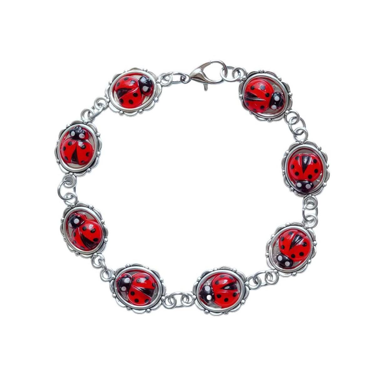 

Creative Personality Geometry Ellipse Simulation Ladybug Bracelets for Women Fashion Cute Insect Animals Jewelry Accessory Gift красный