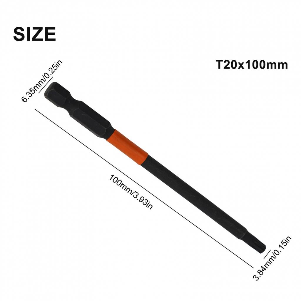 Practical Screwdriver Bit Silver T10-T40 1/4 Hex Shank 100mm