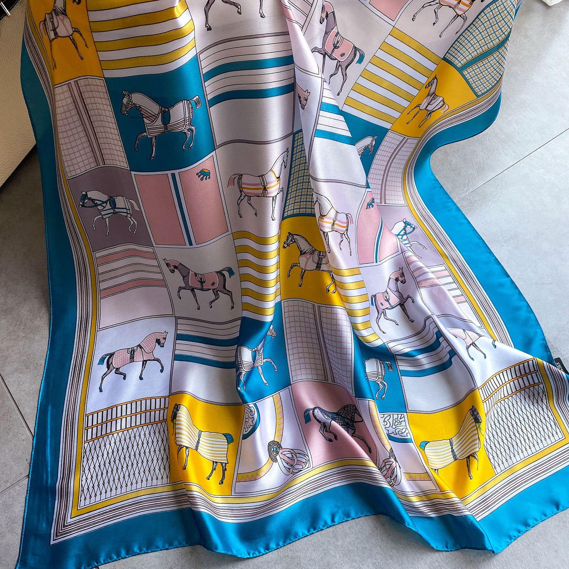 

Высококачественные роскошные шелковые шарфы, повязка на голову, шарфы, шейный шарф для женщин, шелковый шарф с цепочкой, женская декоративная шаль 180-90cm