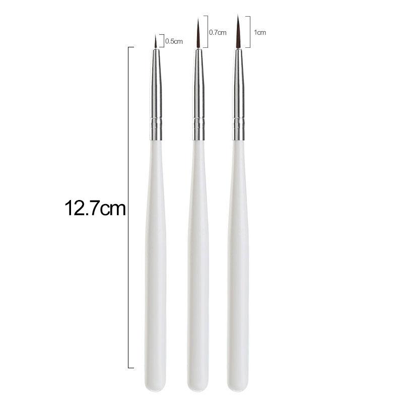 3 buc./set Nail Art Line Painting Pen Slim 3D Tips Set de perii cu gel UV acrilic pentru manichiura