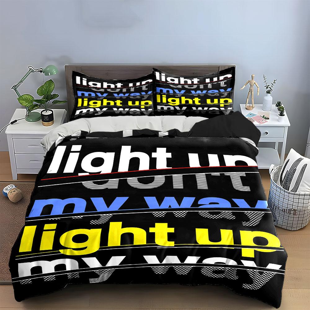 Text design with stripes. Bedding sets Duvet cover sets Duvet covers Pillowcases(1* Duvet Cover 2* Pillowcases without duvet insert)